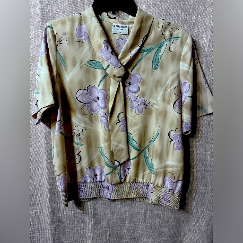 Vintage Alfred Dunner Button Up Short Sleeved Blouse size 14 Petite